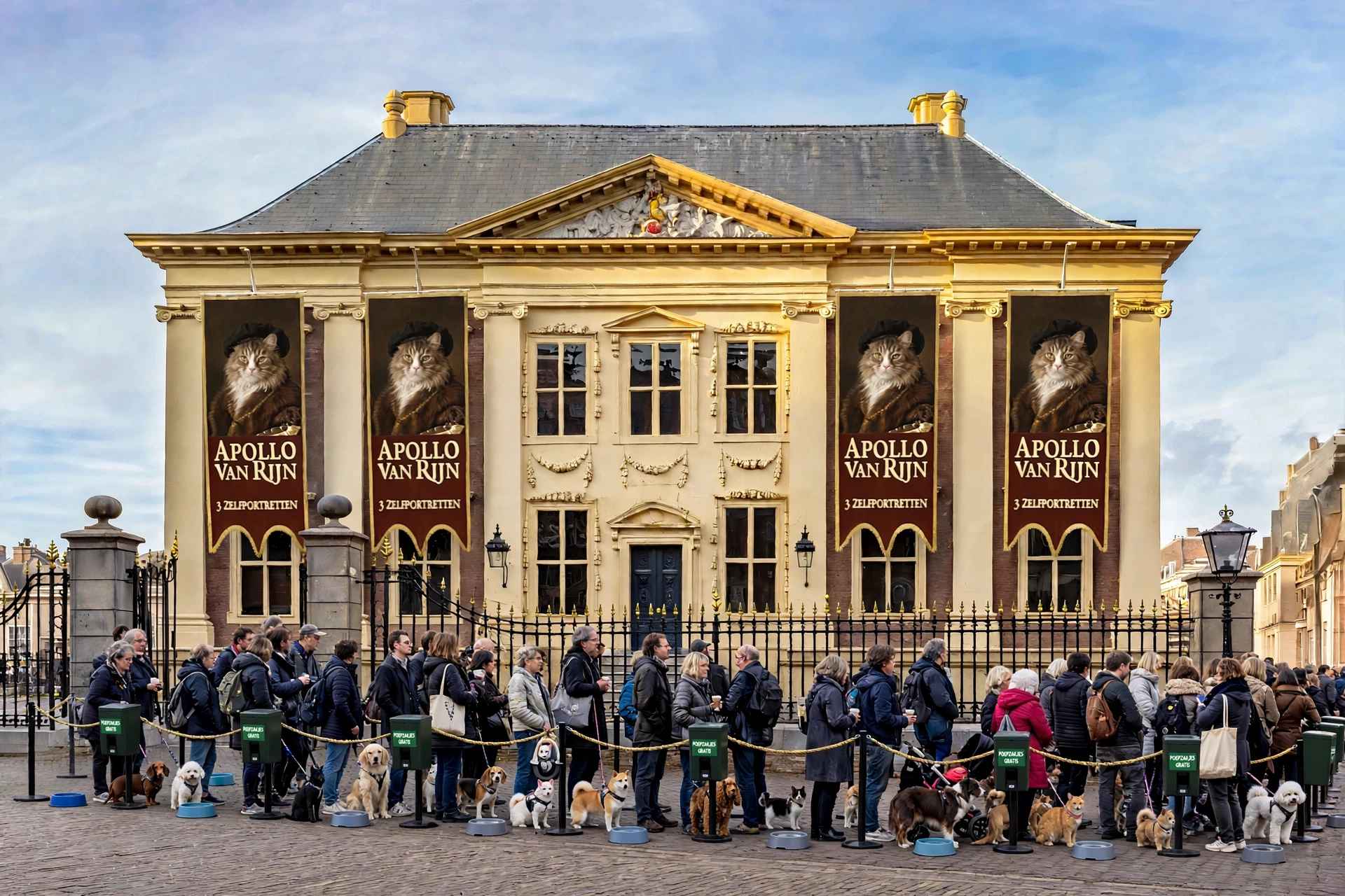Honden en katten voor het Mauritshuis